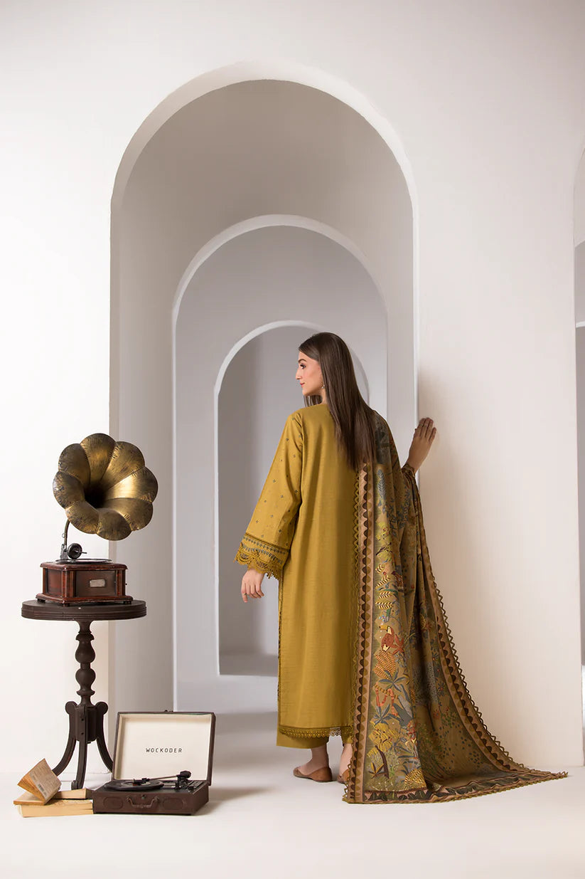 LAWN 3PC EMBROIDERED SHIRT PLAIN TROUSER (D-PATCH ) monar printed DUPATA D-502