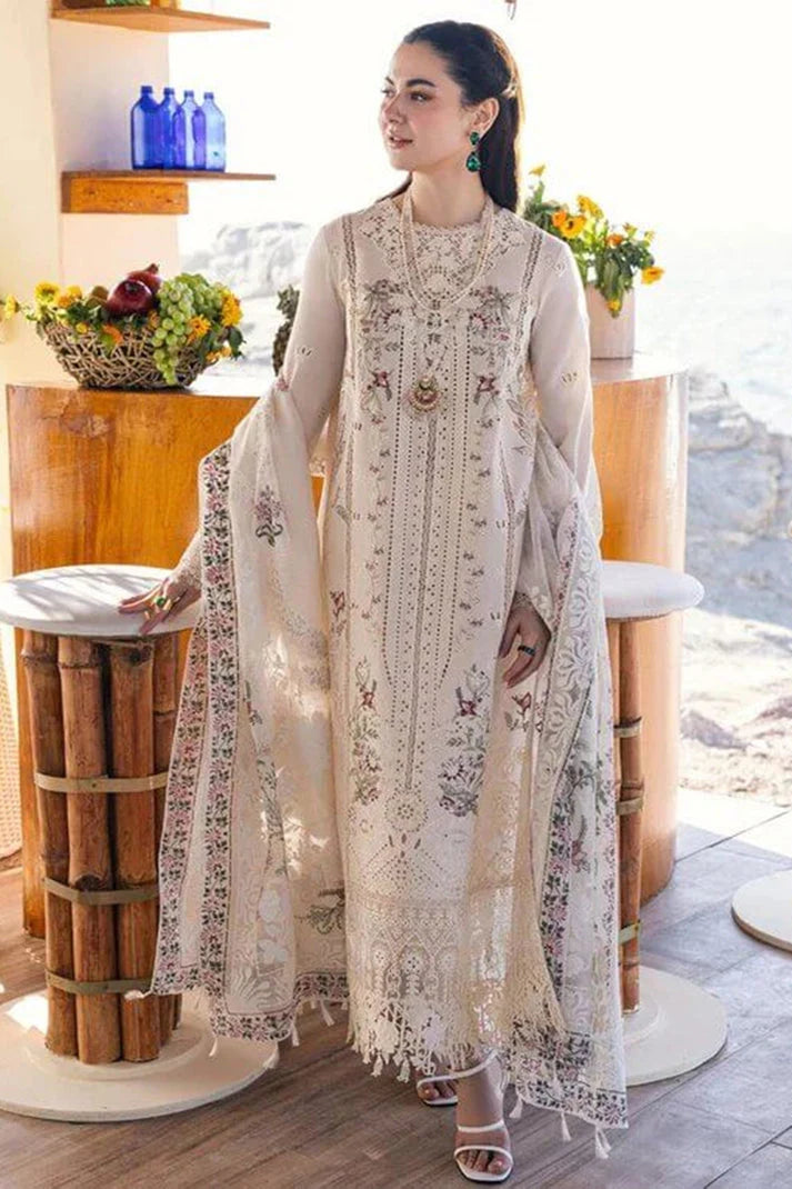LAWN 3PC CHIKENKARI EMBROIDERED SHIRT PLAIN TROUSER (D-PATCH ) monar printed DUPATA D-199