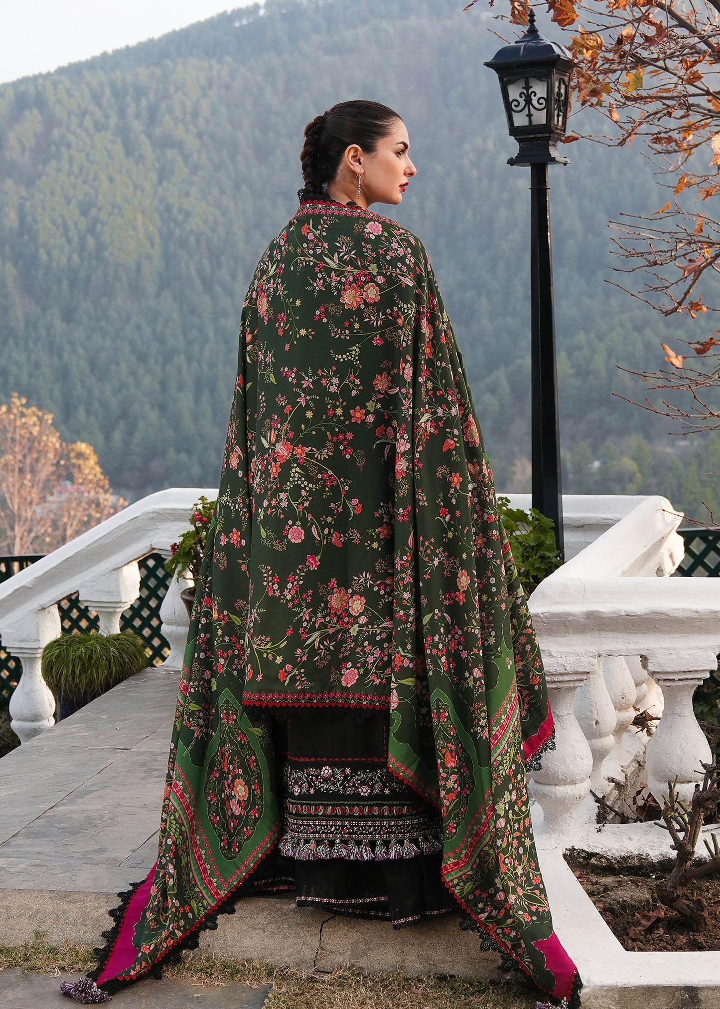3PC DANAK EMBROIDERED SHIRT PRINTED WOOL SHAWL AND PLAIN TROUSER 77-RR