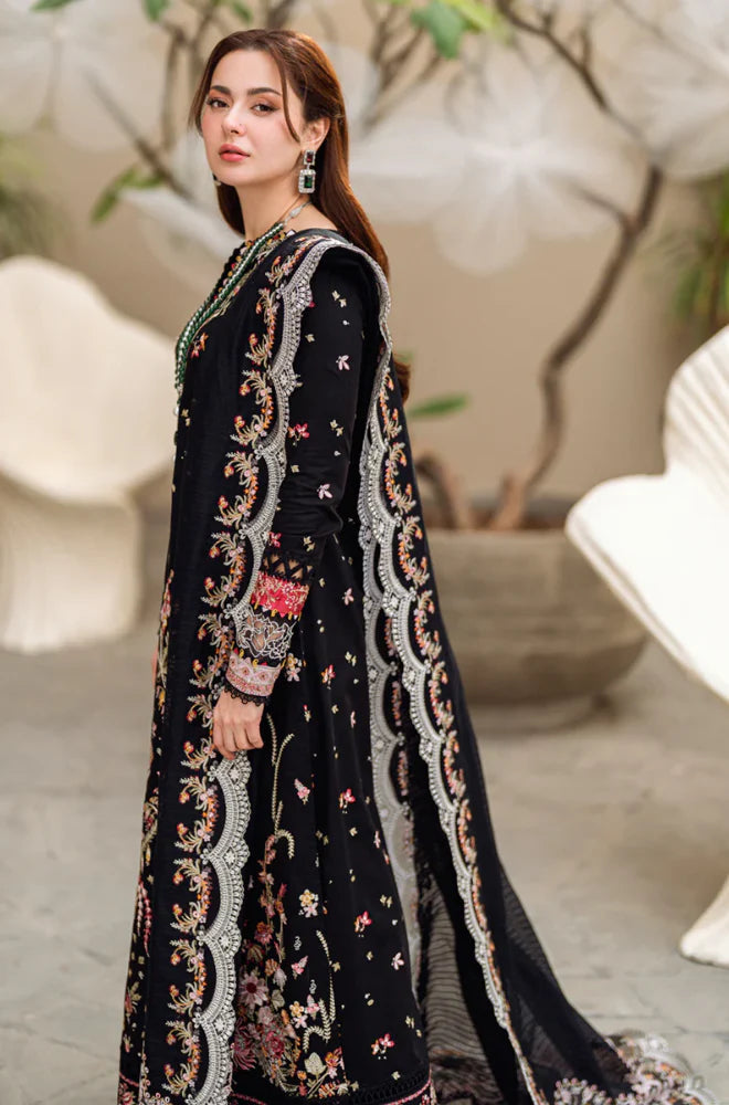 3PC DHANAK EMBROIDERED SHIRT WITH DHANAK (DAMAN-PATCH) EMBROIDERED SHAWL AND PLAIN TROUSE