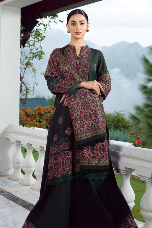 3PC DHANAK EMBROIDERED SHIRT WITH HEAVY DANAK EMBORIDED SHAWL AND PLAIN TROUSER 7778-RR