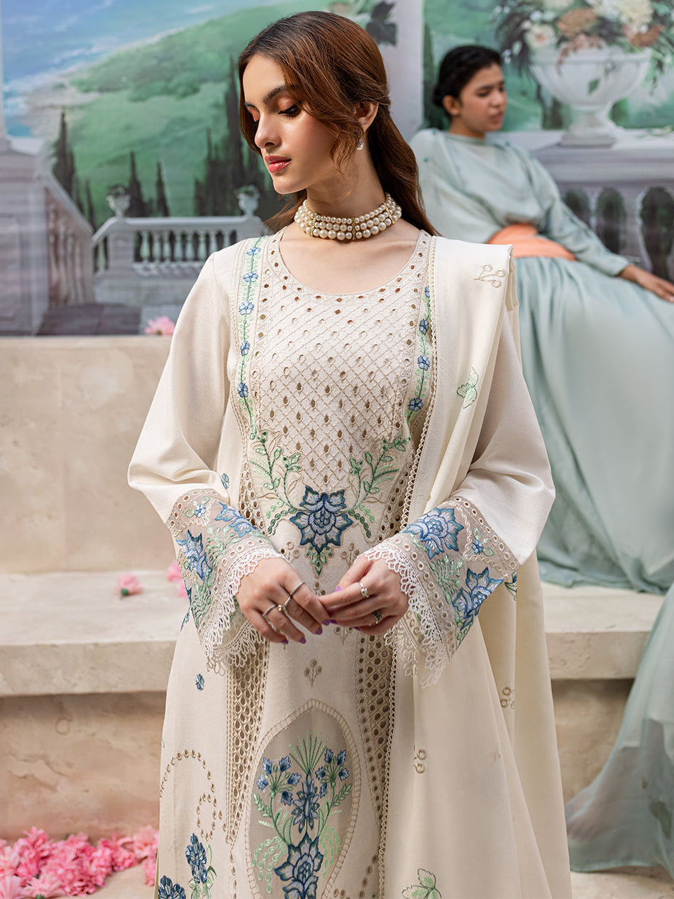 3PC DANAK EMBORIDED SHIRT WITH DANAK HEAVY WOOL SHAWL AND PLAIN TROUSER 039-RR