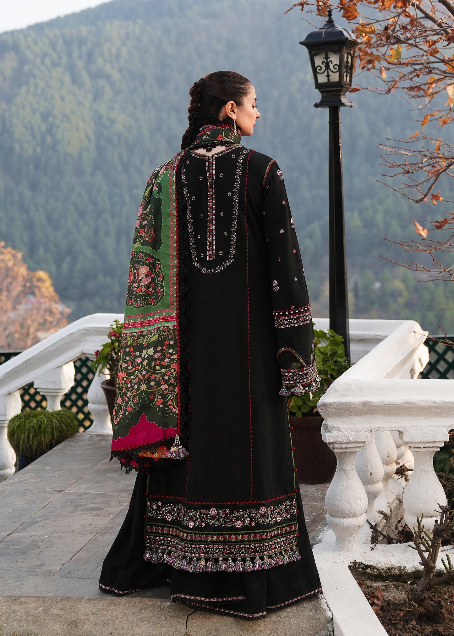 3PC DANAK EMBROIDERED SHIRT PRINTED WOOL SHAWL AND PLAIN TROUSER 77-RR