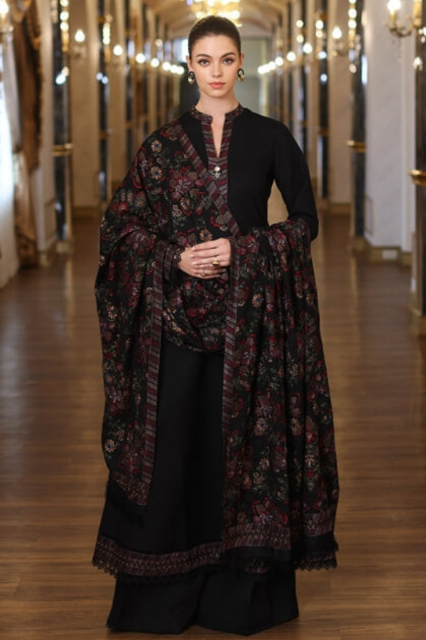 3PC DHANAK EMBROIDERED SUIT WITH HEAVY DANAK EMBORIDED SHAWL 882-RR