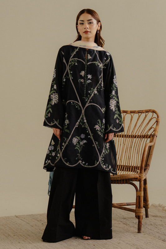 3PC DHANAK EMBROIDERED SHIRT AND PRINTED WOOL SHAWL WITH PLAIN TROUSER 778-RR