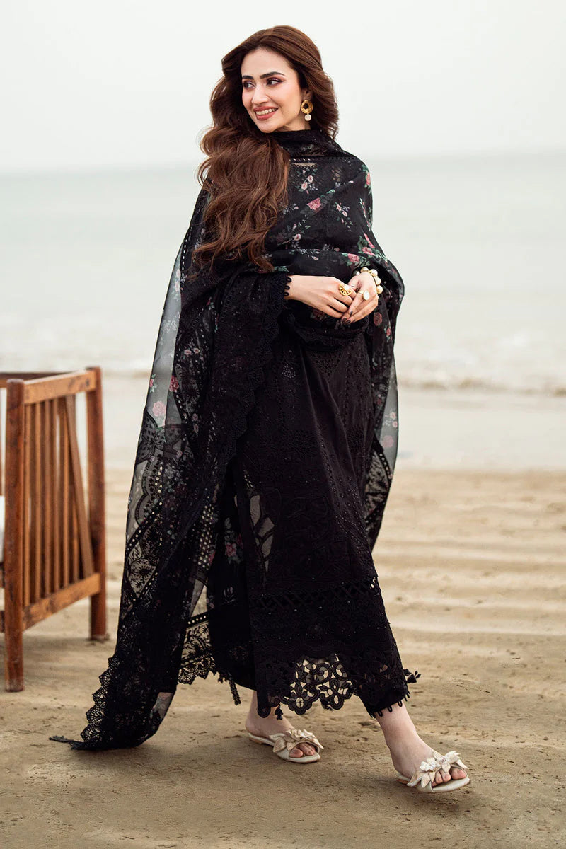 LAWN 3PC SEQUENCE EMBROIDERED SHIRT PLAIN TROUSER (D-PATCH ) printed DUPATA D-1019