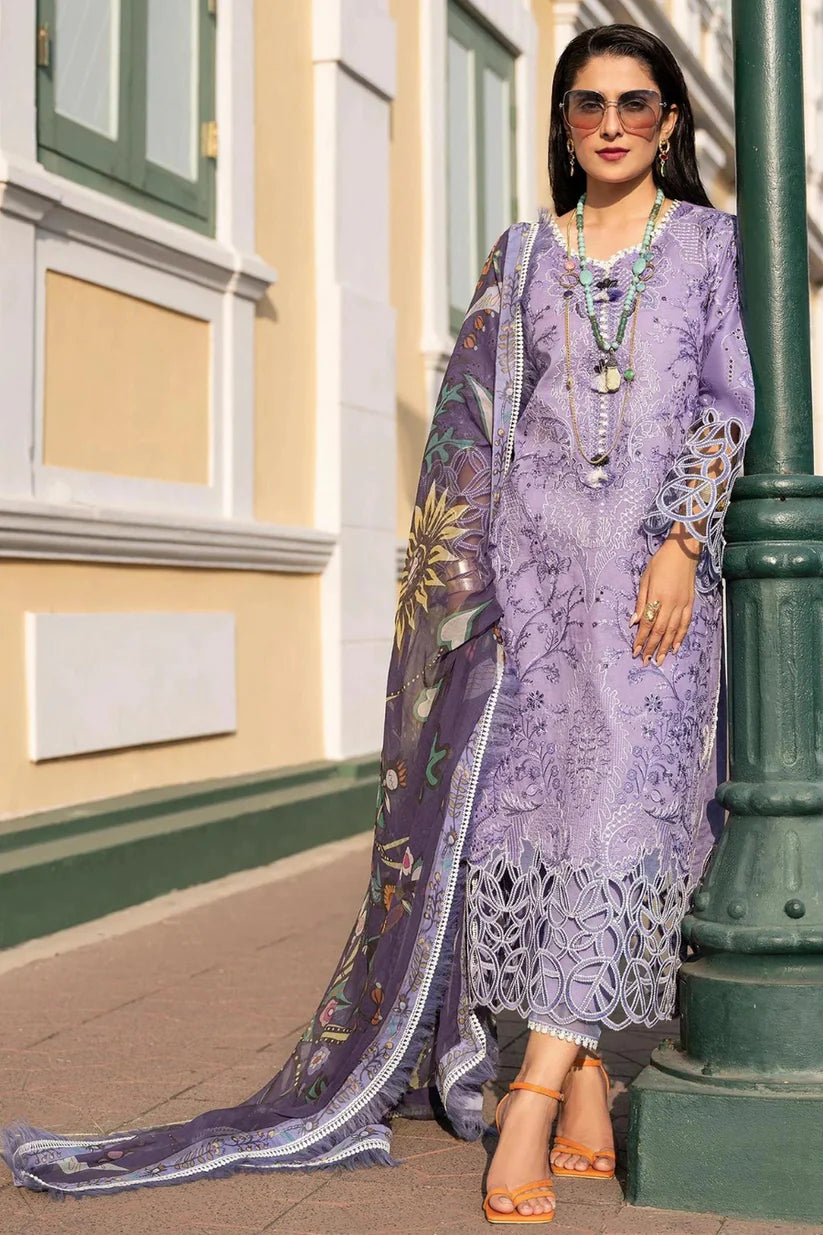 LAWN 3PC EMBROIDERED SHIRT PLAIN TROUSER (D-PATCH CUTTWORK ) PRINTED DUPATA D-510