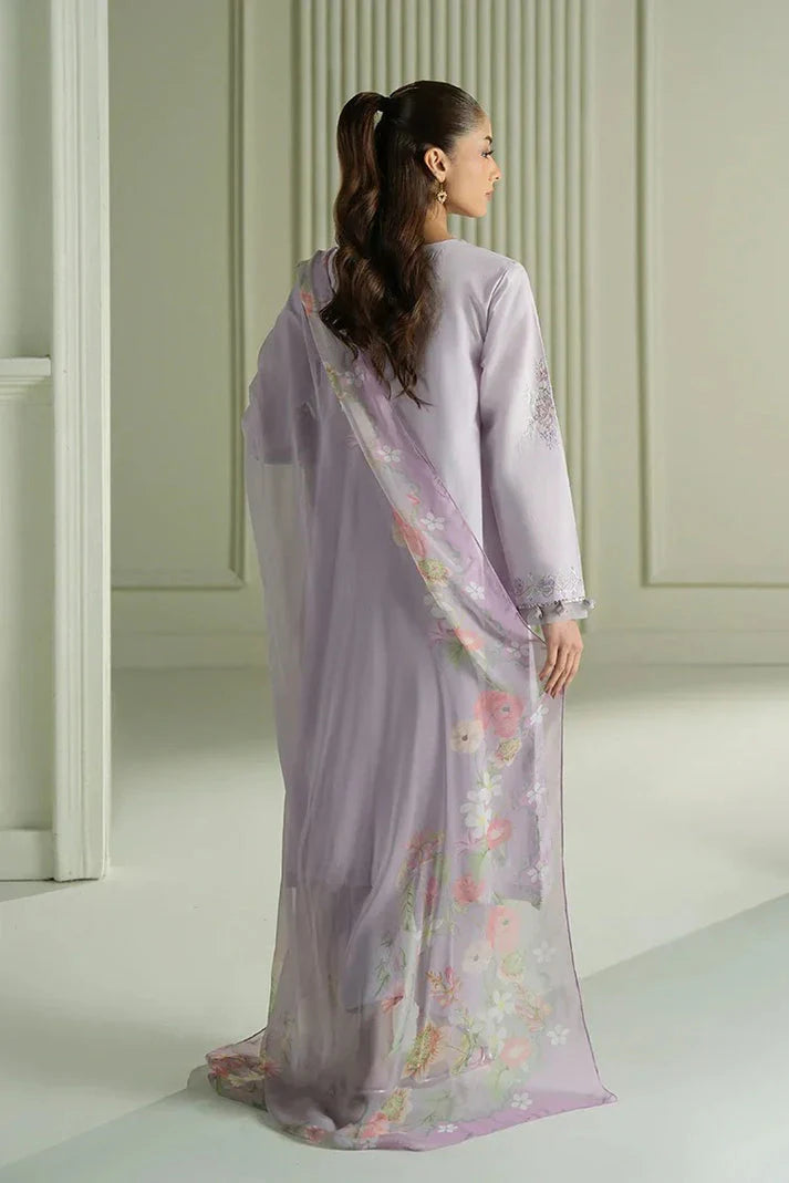 LAWN 3PC EMBROIDERED SHIRT PLAIN TROUSER (D-PATCH ) monar printed DUPATA D-1442
