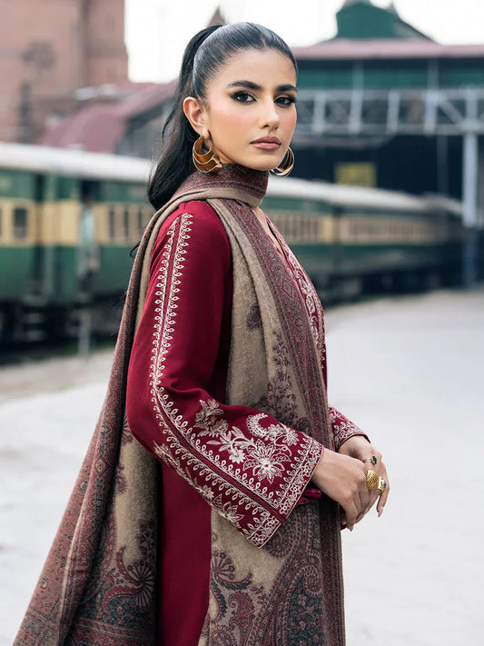 3PC DANAK EMBORIDED SHIRT PLAIN TROUSER EMBORIDED DANAK SHAWL    111-RR