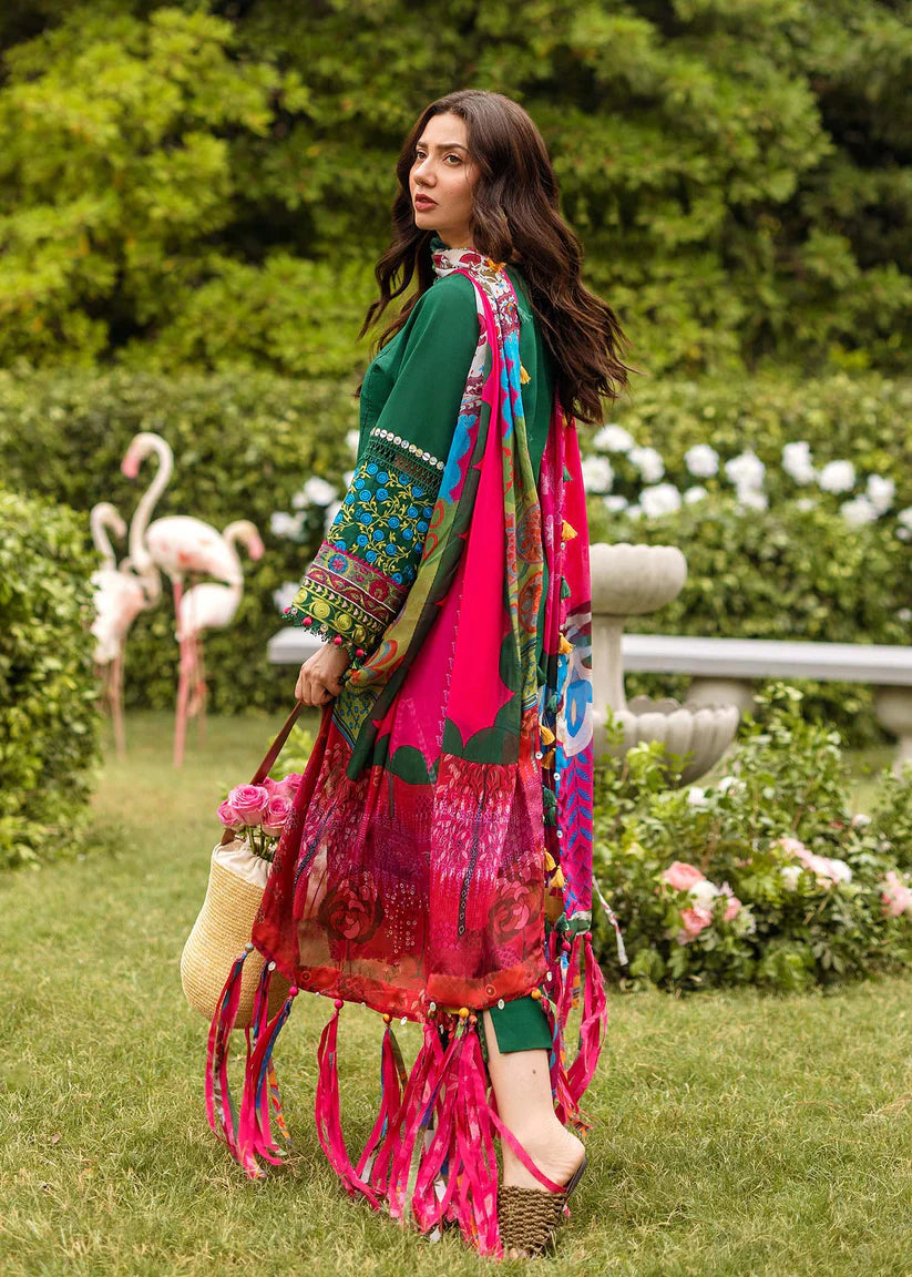 3PC DHANAK EMBROIDERED SHIRT PRINTED WOOL SHAWL AND PLAIN TROUSER 982-RR