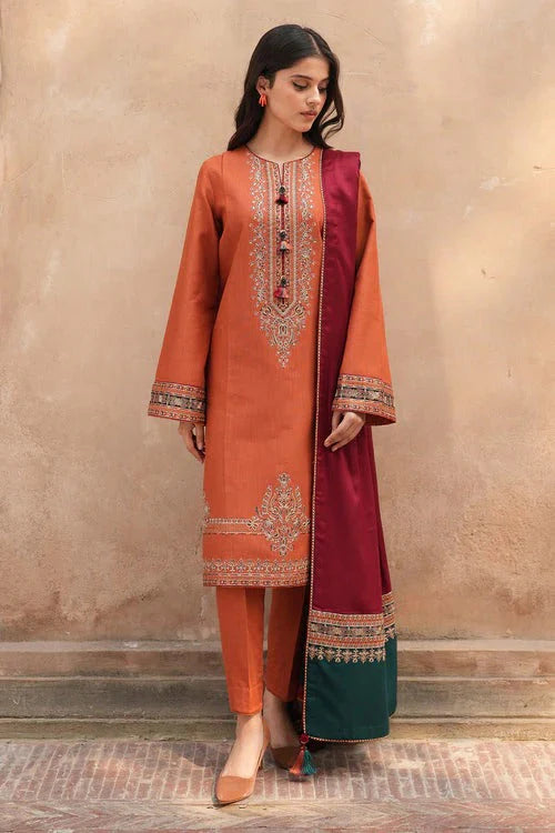 LAWN 3PC CHIKENKARI EMBROIDERED SHIRT PLAIN TROUSER (D-PATCH) PRINTED DUPATA D-123
