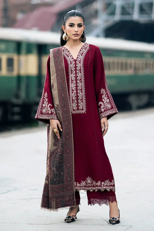 3PC DANAK EMBORIDED SHIRT PLAIN TROUSER EMBORIDED DANAK SHAWL    111-RR