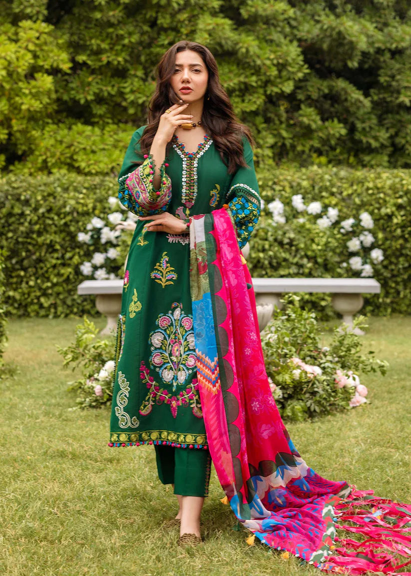 3PC DHANAK EMBROIDERED SHIRT PRINTED WOOL SHAWL AND PLAIN TROUSER 982-RR