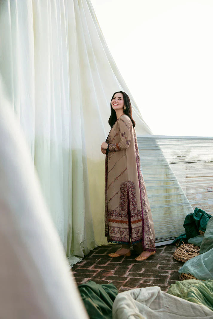 3PC DANAK EMBORIDED SHIRT PLAIN TROUSER EMBORIDED DANAK SHAWL    737-RR