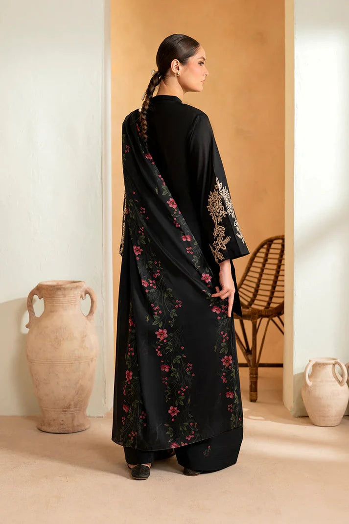 LAWN 3PC EMBROIDERED SHIRT PLAIN TROUSER (D-PATCH) PRINTED DUPATA D-1076
