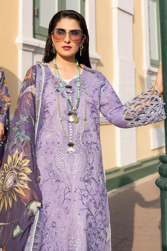 LAWN 3PC EMBROIDERED SHIRT PLAIN TROUSER (D-PATCH CUTTWORK ) PRINTED DUPATA D-510