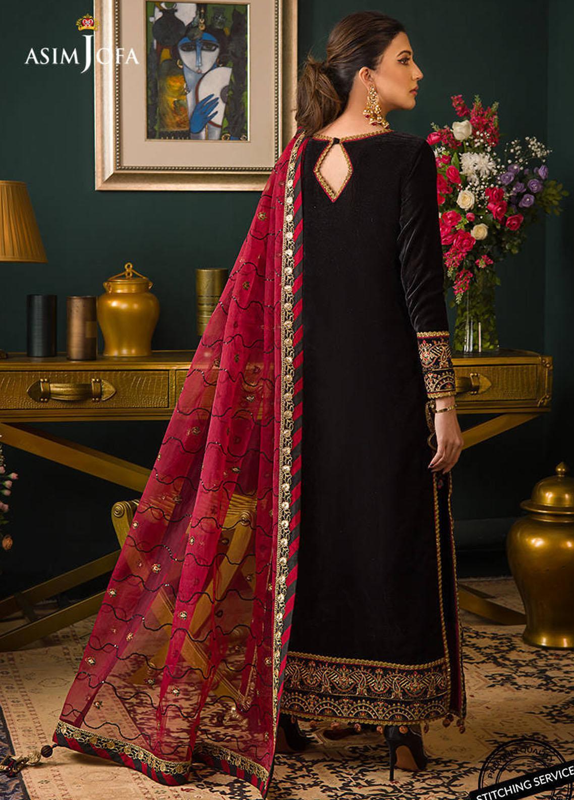 VELVET 3PC EMBROIDERED SHIRT ORGANZA EMBORIDED DUPATA AND SILK TROUSER 629-RR