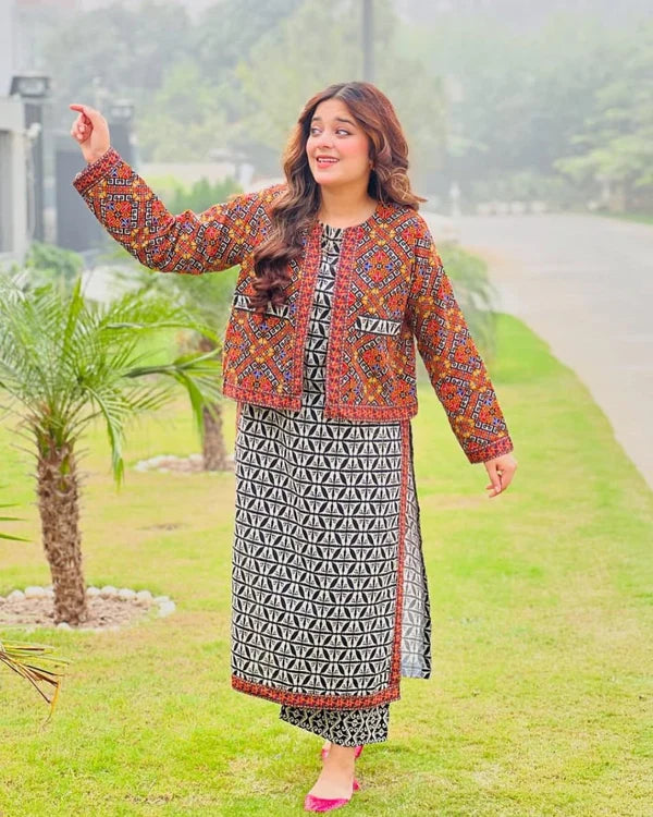 BAROQUE - 3PC KARANDI PRINTED SHIRT WITH PRINTED DUPATTA AND TROUSER - HZG1870