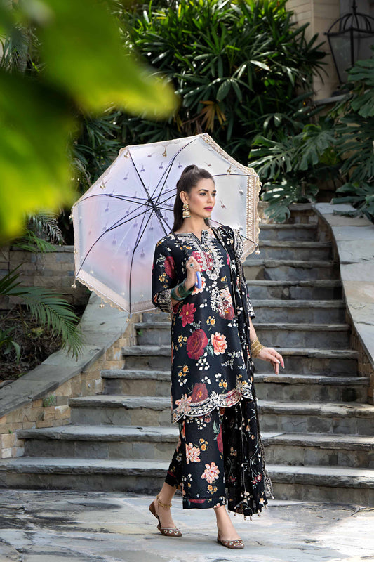 BAROQUE - 3PC KARANDI PRINTED SHIRT WITH PRINTED DUPATTA AND TROUSER - HZG1872