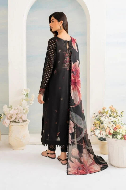 PARTYWEAR FANCY IZNIK LAWN 3PC COLLECTION | BLACK D-1098