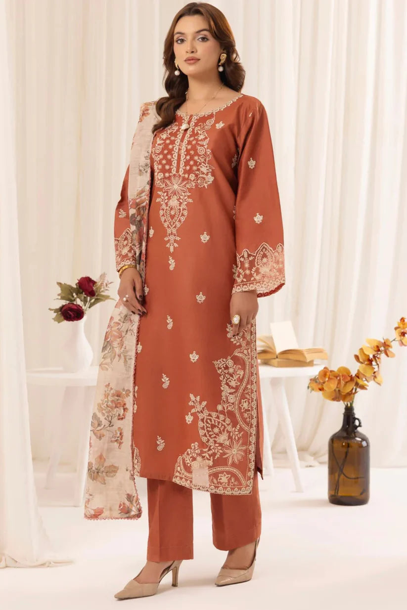 LAWN | 3PCS PREMIUM EMBROIDERED SUMMER LAWN D-1088