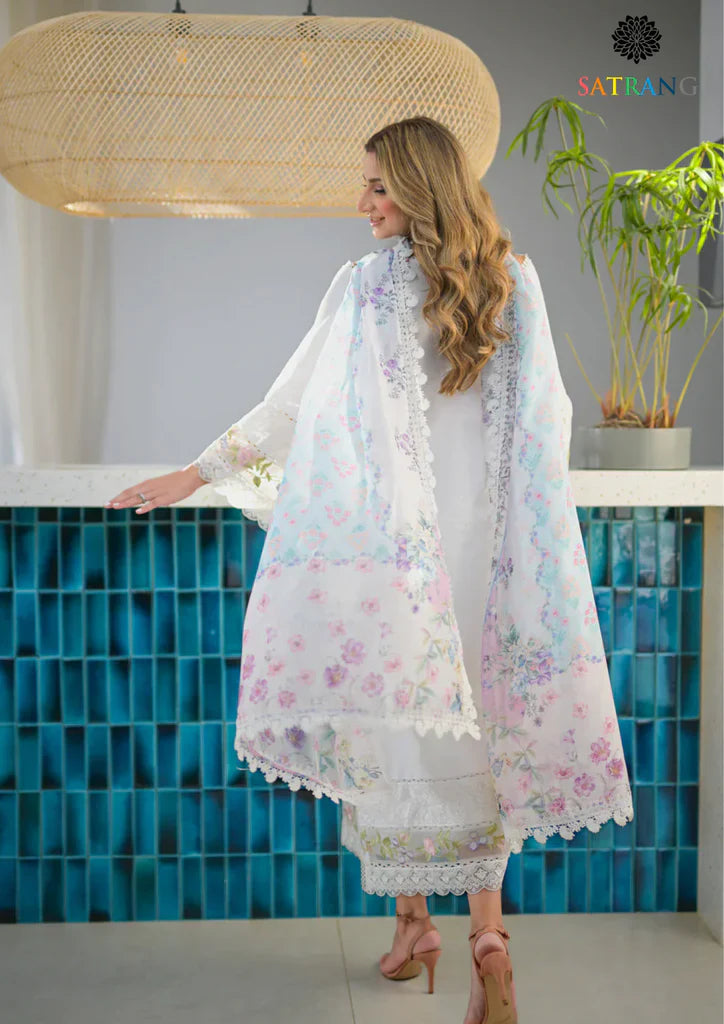 3PC LAWN EMBROIDERED SHIRT SLEEVES ORGANZA PRINTED DUPATA 65-AL