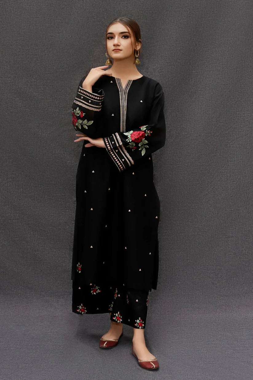 LAWN 3PC EMBROIDERED SHIRT PLAIN TROUSER (D-PATCH ) monar printed DUPATA D-1044