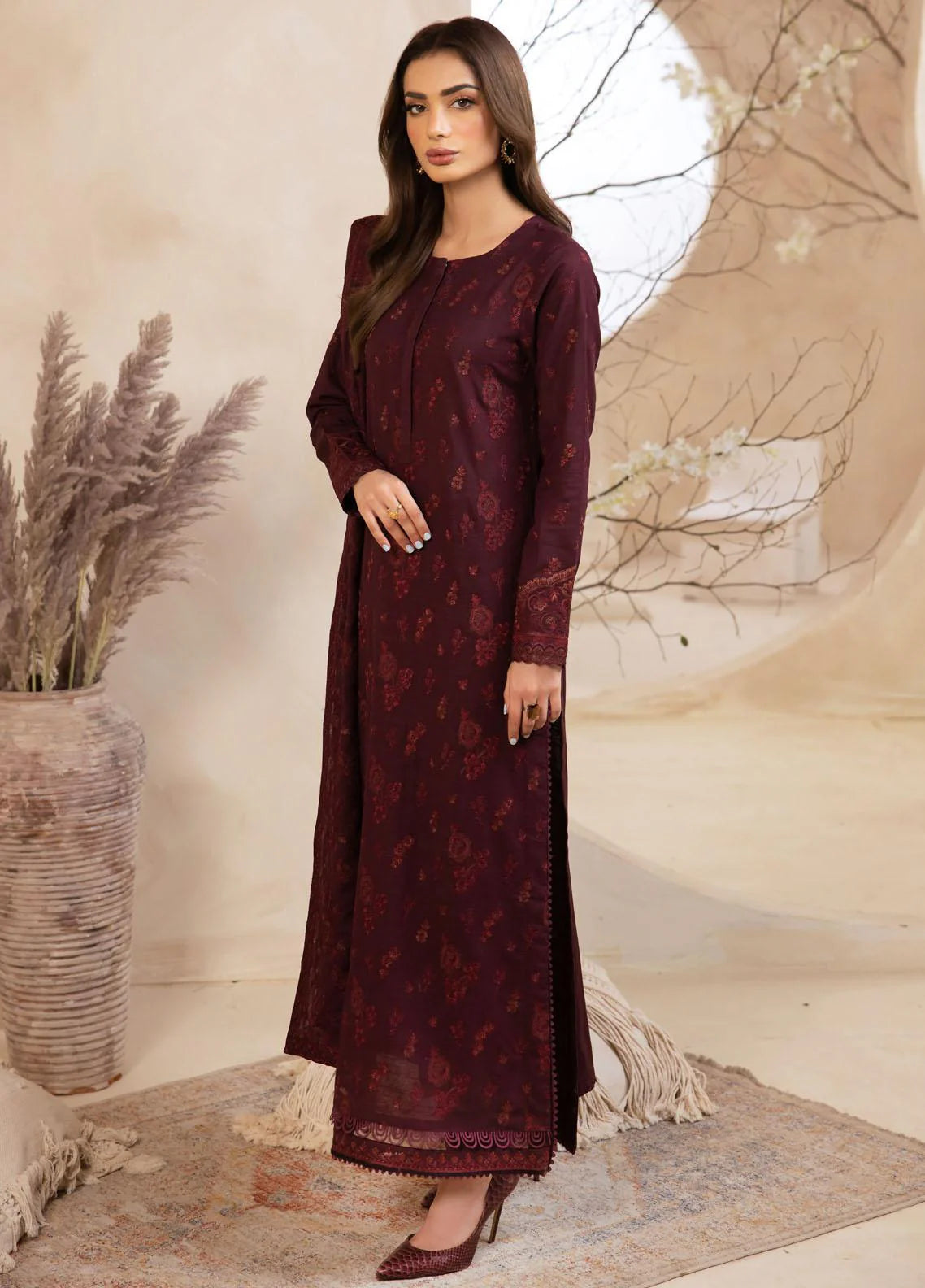 BAROQUE - 3PC KARANDI PRINTED SHIRT WITH RINTED DUPATTA AND TROUSER - HZG1878