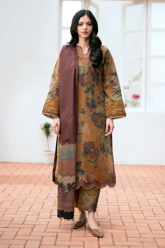 BAROQUE - 3PC KARANDI PRINTED SHIRT WITH RINTED DUPATTA AND TROUSER - HZG1880